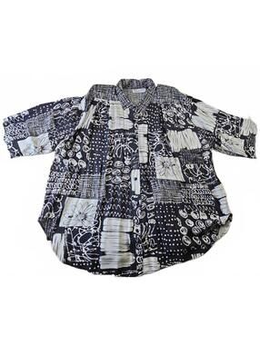 VTG USA Black and White Women's Button-Up Blouse Shoulder Pads Size 22